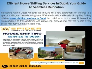 Efficient House Shifting Services in Dubai: Your Guide to Seamless Relocation