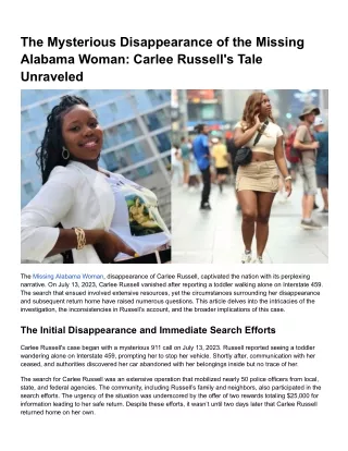 The Mysterious Disappearance of the Missing Alabama Woman_ Carlee Russell's Tale Unraveled