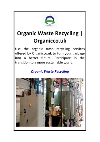 Organic Waste Recycling  Organicco.uk