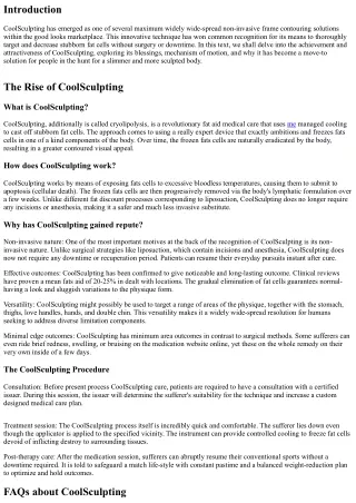 Exploring the Success and Popularity of CoolSculpting within the Beauty Industry