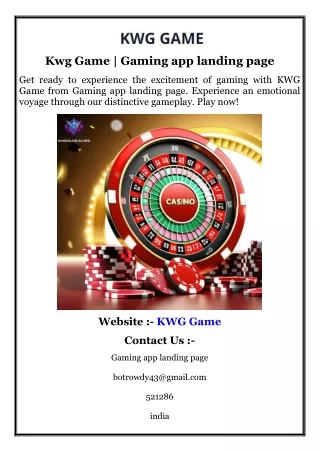 Kwg Game  Gaming app landing page