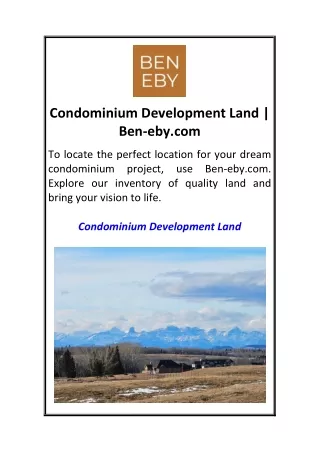 Condominium Development Land  Ben-eby.com