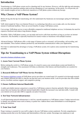 Tips for Transitioning to a VoIP Phone System without Disruptions