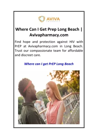 Where Can I Get Prep Long Beach  Avivapharmacy.com