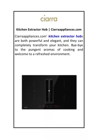 Kitchen Extractor Hob  Ciarraappliances.com