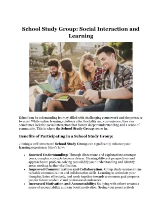 School Study Group Social Interaction and Learning