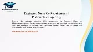 Registered Nurse Ce Requirements   Platinumlearningce.org