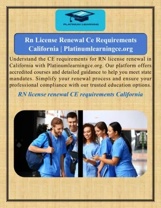 Rn License Renewal Ce Requirements California   Platinumlearningce.org