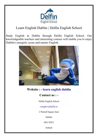 Learn English Dublin  Delfin English School