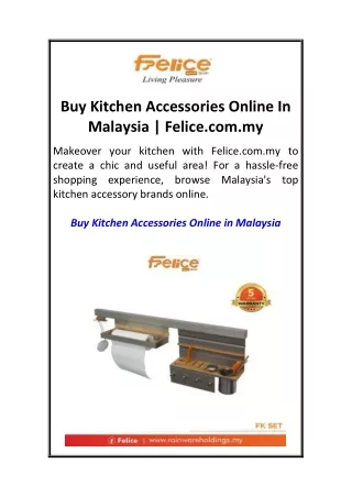 Buy Kitchen Accessories Online In Malaysia  Felice.com.my