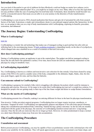 The Journey of Body Transformation with CoolSculpting