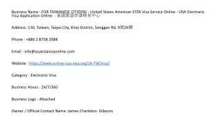 FOR TAIWANESE CITIZENS - United States American ESTA Visa Service Online - USA E