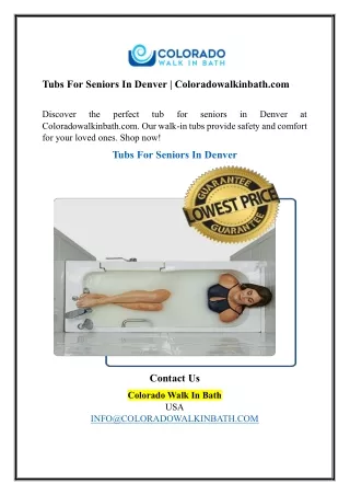 Tubs For Seniors In Denver | Coloradowalkinbath.com