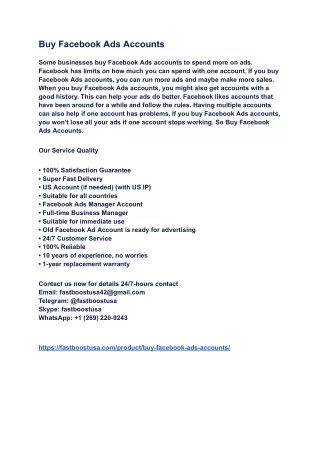 Buy Facebook Ads Accounts