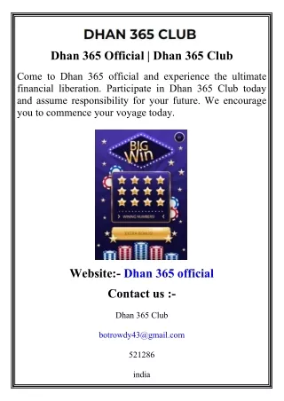 Dhan 365 Official   Dhan 365 Club