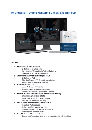 IM Checklist - Online Marketing Checklists With PLR