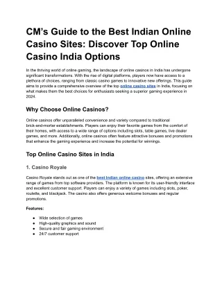 CM’s Guide to the Best Indian Online Casino Sites_ Discover Top Online Casino India Options