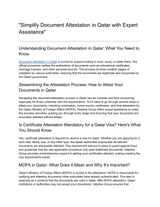 _Simplify Document Attestation in Qatar with Expert Assistance_