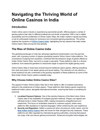 Navigating the Thriving World of Online Casinos in India