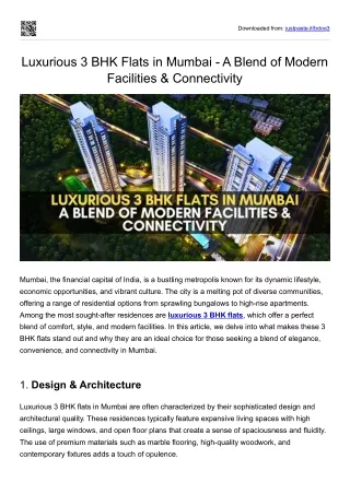 Luxurious 3 BHK Flats in Mumbai - A Blend of Modern Facilities & Connectivity