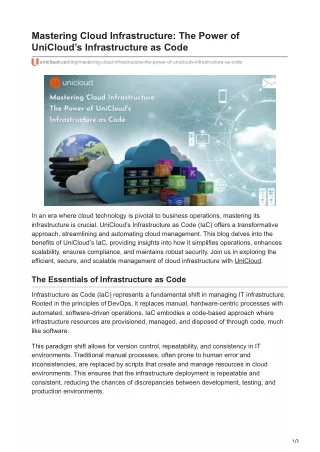 Mastering Cloud Infrastructure: The Power of UniCloud’s Infrastructure as Code