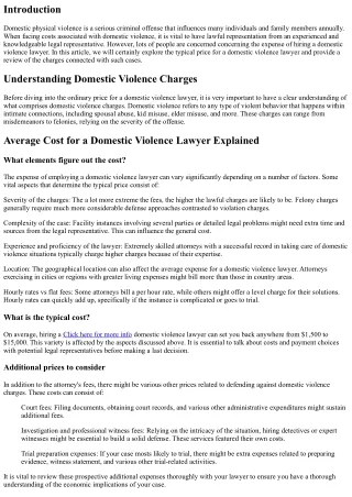 Typical Price for a Domestic Violence Lawyer: An Overview of the Fees