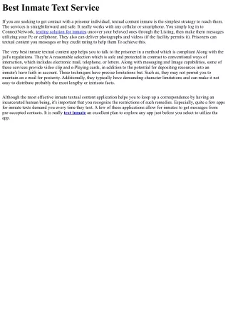 Most effective Inmate Textual content Company