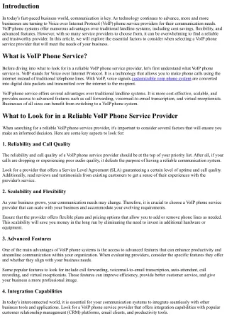 What to Look for in a Reliable VoIP Phone Service Provider