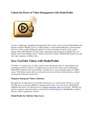 Media Management Tool