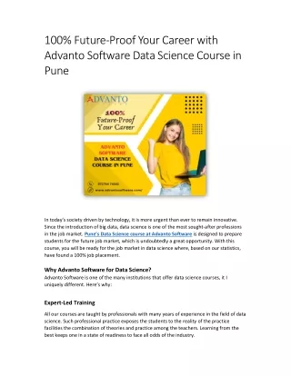 100% Future-Proof Your Career with Advanto Software Data Science Course in Pune