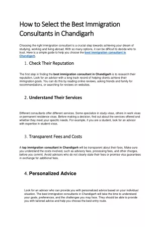 How to Select the Best Immigration Consultants in Chandigarh
