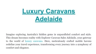 Luxury Caravans Adelaide