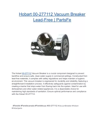 Hobart 00-277112 Vacuum Breaker Lead-Free _ PartsFe