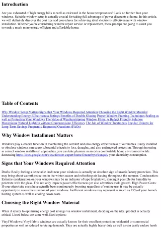 Tips for Maximizing Power Discounts through Window Installment