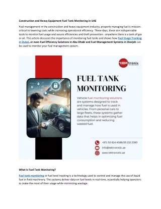 Construction and Heavy Equipment Fuel Tank Monitoring in UAE
