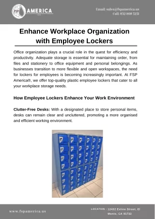 Enhance Workplace Organization with Employee Lockers