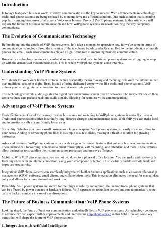 The Future of Business Communication: VoIP Phone Systems