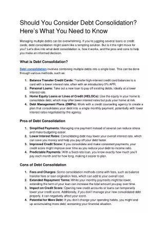 Should You Consider Debt Consolidation