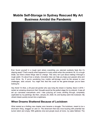 Mobile Self-Storage in Sydney Rescued My Art Business Amidst the Pandemic