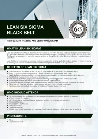 WL - Six Sigma Black Belt Training and Certification Course in Hyderabad