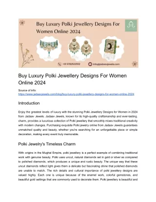 Buy Luxury Polki Jewellery Designs For Women Online 2024