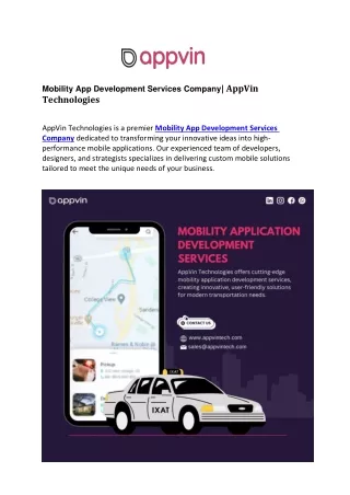 Mobility App Development Services Company | AppVin