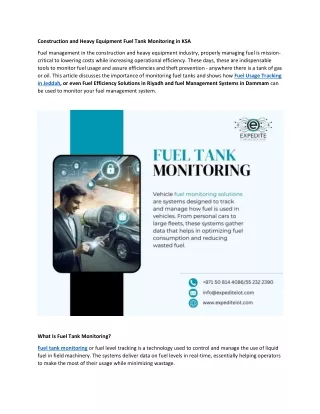 Construction and Heavy Equipment Fuel Tank Monitoring in KSA