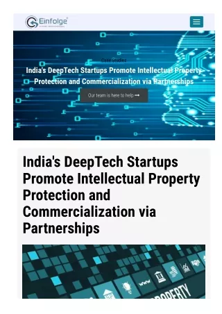 India's DeepTech Startups Promote Intellectual Property Protection and Commercialization via Partnerships