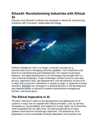 EthosAI: Revolutionizing Industries with Ethical AI