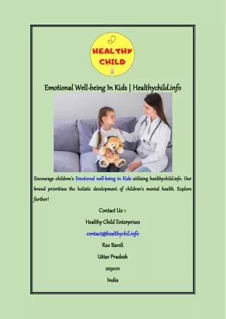Emotional Well-being In Kids  Healthychild info