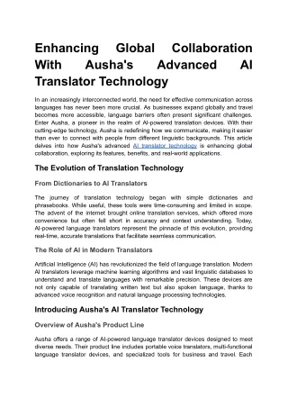 Enhancing Global Collaboration With Ausha's Advanced AI Translator Technology