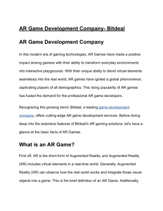 AR Game Development Company