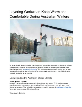 Layering Workwear_ Keep Warm and Comfortable During Australian Winters