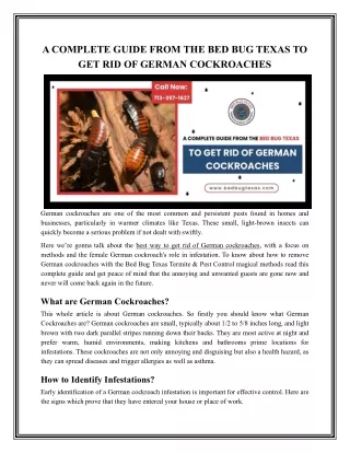 A COMPLETE GUIDE FROM THE BED BUG TEXAS TO GET RID OF GERMAN COCKROACHES